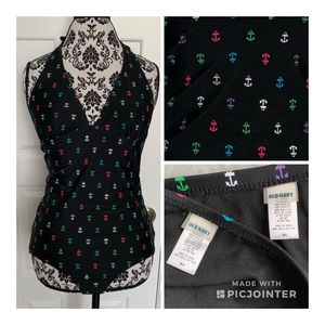 Old Navy Sz M Tankini Black w/ Anchors